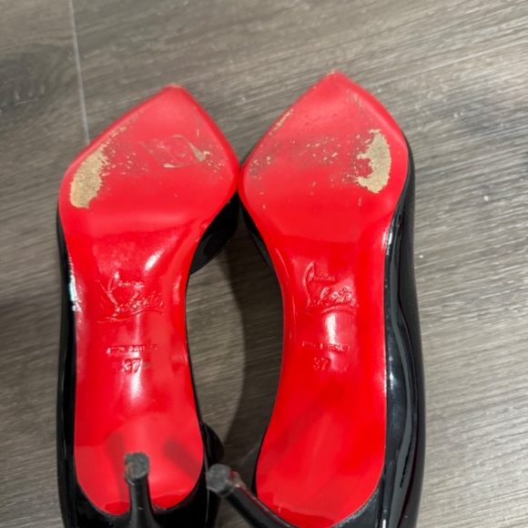 Christian Louboutin Iriza 85mm Black Patent Heels, sz 37 - Picture 9 of 10